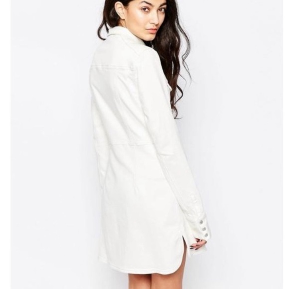 Free People Dynamite white denim dress snap front M - Picture 3 of 3